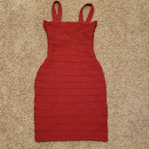 Bodycon red metallic dress